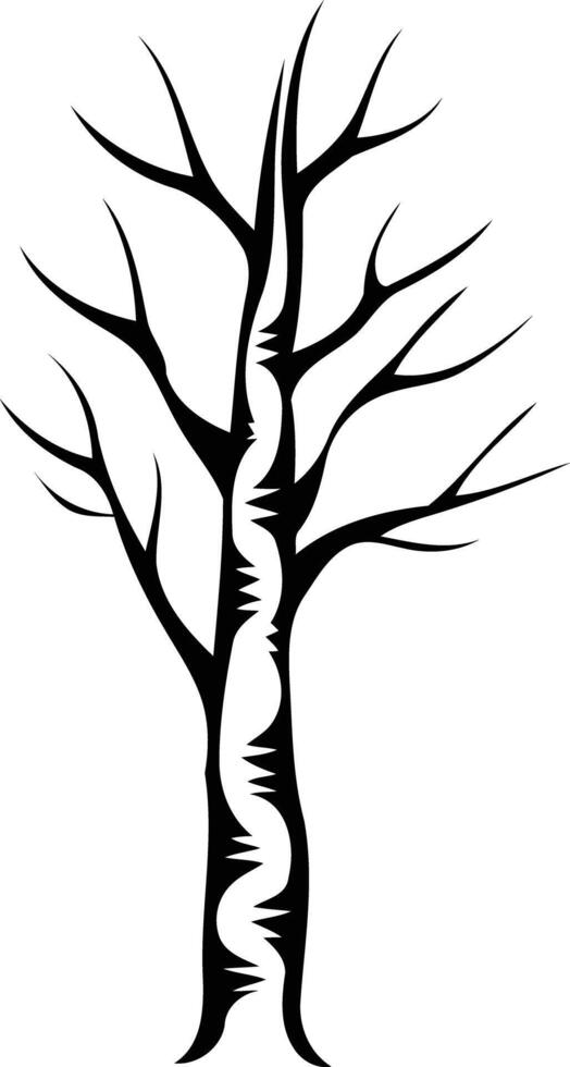 Simple yet striking black and white illustration of a bare tree silhouette, perfect for nature-themed designs vector