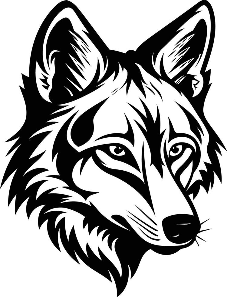 A fierce and stylized wolf head, perfect for tattoos, logos, and graphic design projects vector