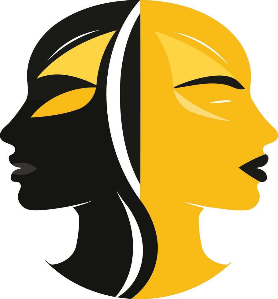Two Faces, One Identity A Symbolic Portrait vector