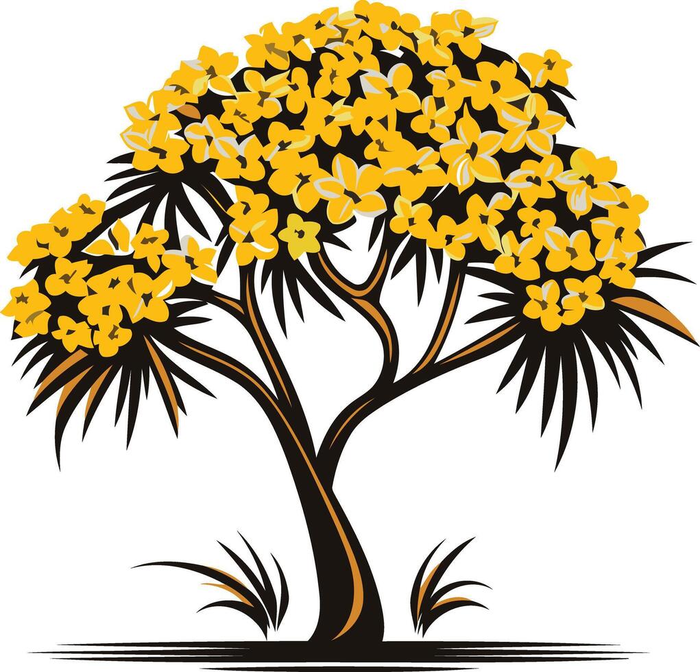 Stylized Tree with Yellow Blossoms vector