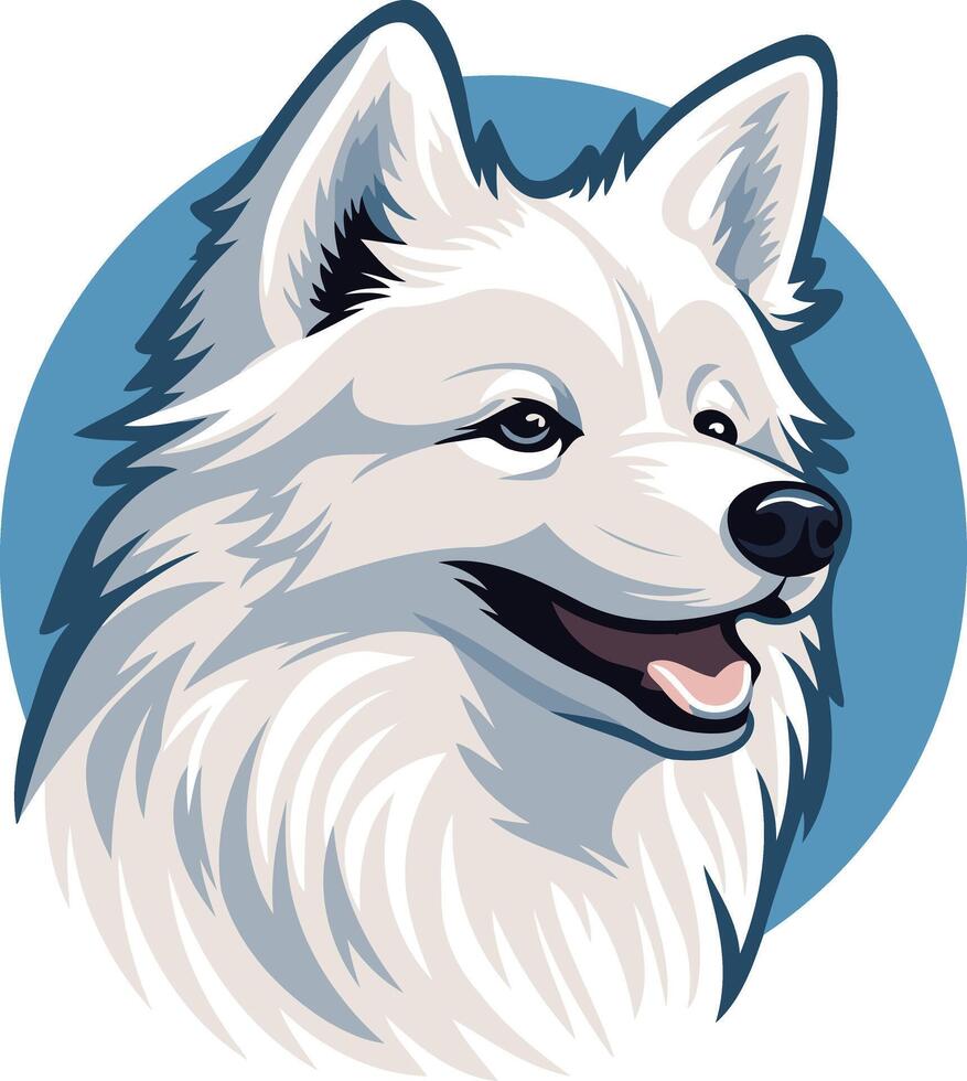 White Dog with a Blue Background vector