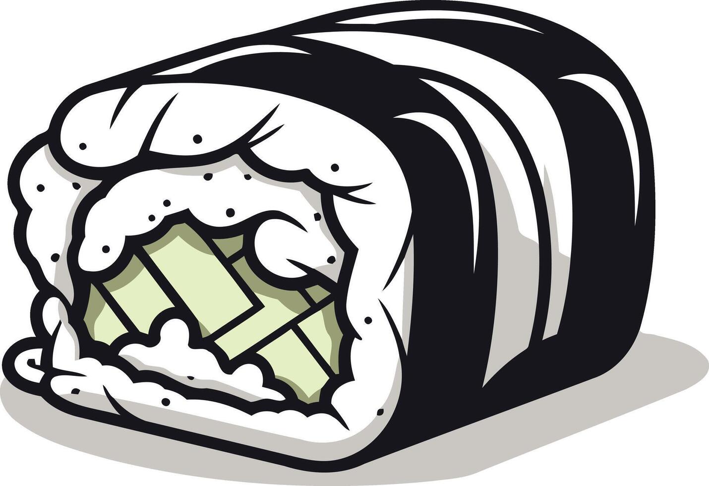 Cartoon Illustration of a Sushi Roll vector