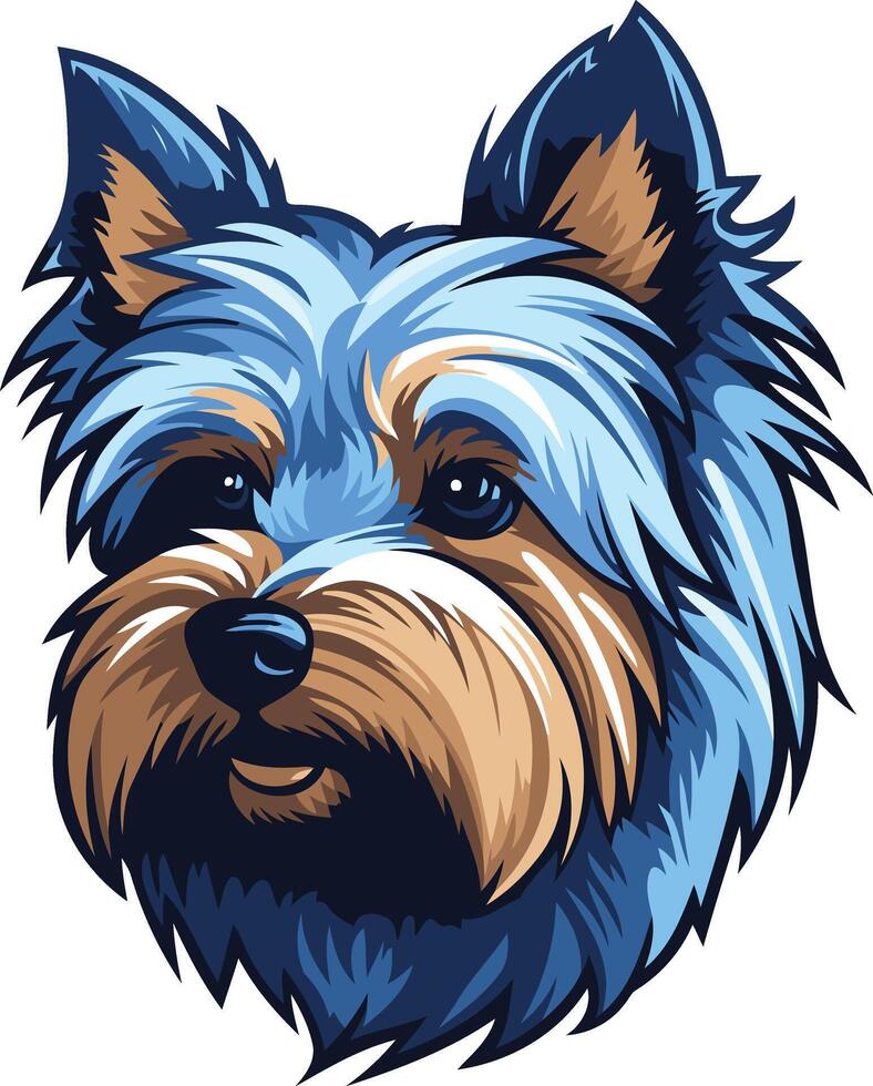 Yorkshire Terrier Portrait with Blue Fur vector