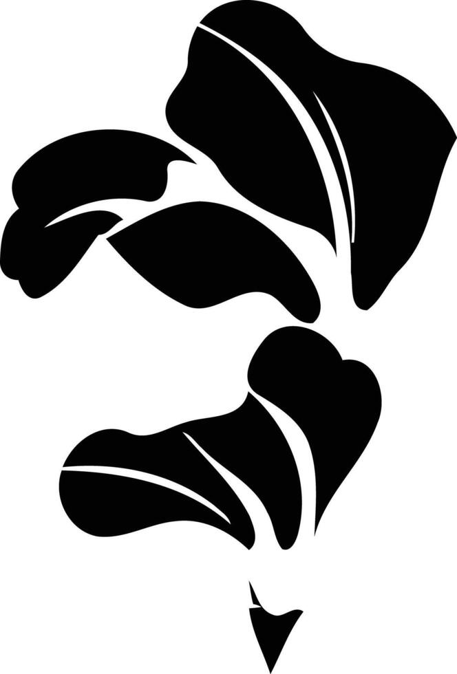 A minimalist, black and white silhouette of a stylized flower vector