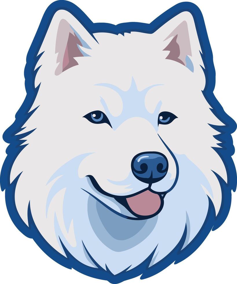 Smiling White Dog With Blue Eyes vector