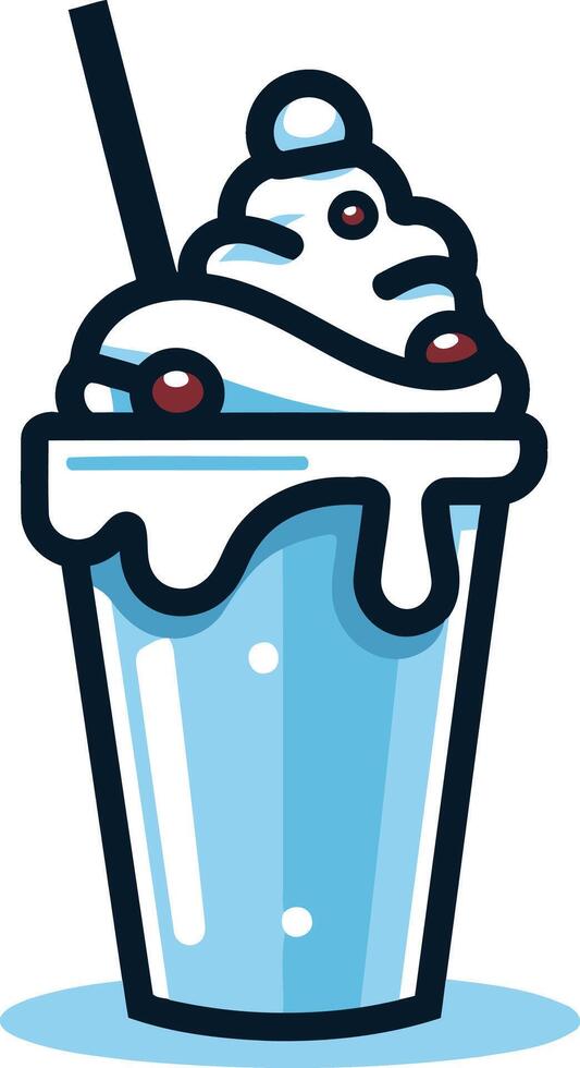 Cartoon Illustration of a Milkshake with Whipped Cream vector