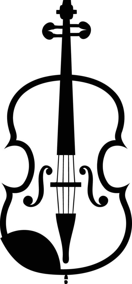 Simple yet elegant black and white silhouette of a violin vector