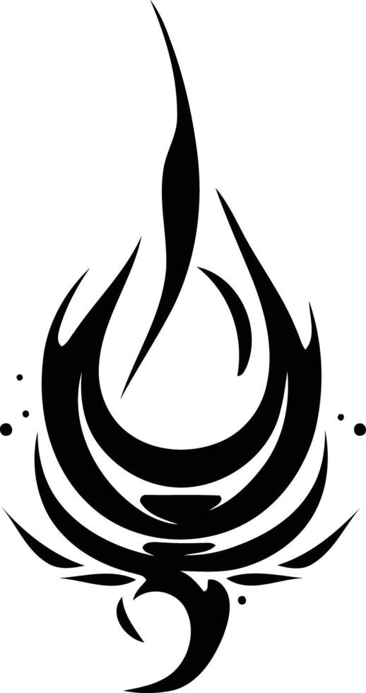A striking tribal tattoo design featuring a stylized flame with intricate details vector