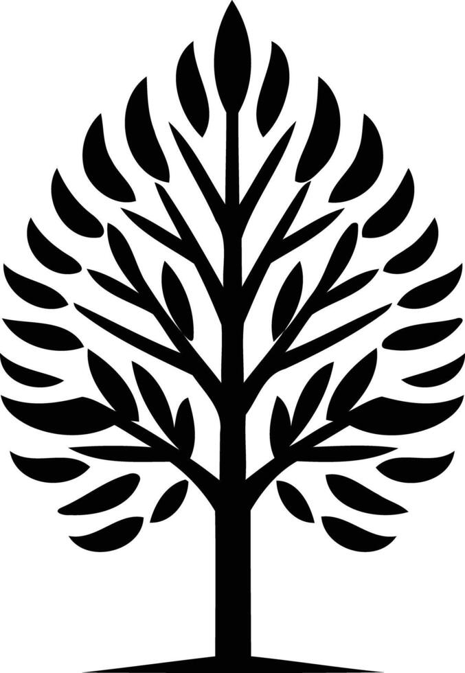 Simple, elegant black and white tree silhouette, perfect for logo design, branding, and environmental themes vector