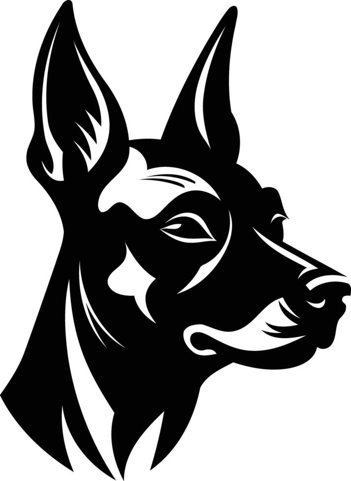 A bold and striking black and white illustration of a dog's head vector