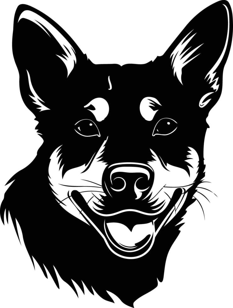A striking silhouette of a dog's head, capturing its friendly, happy expression vector