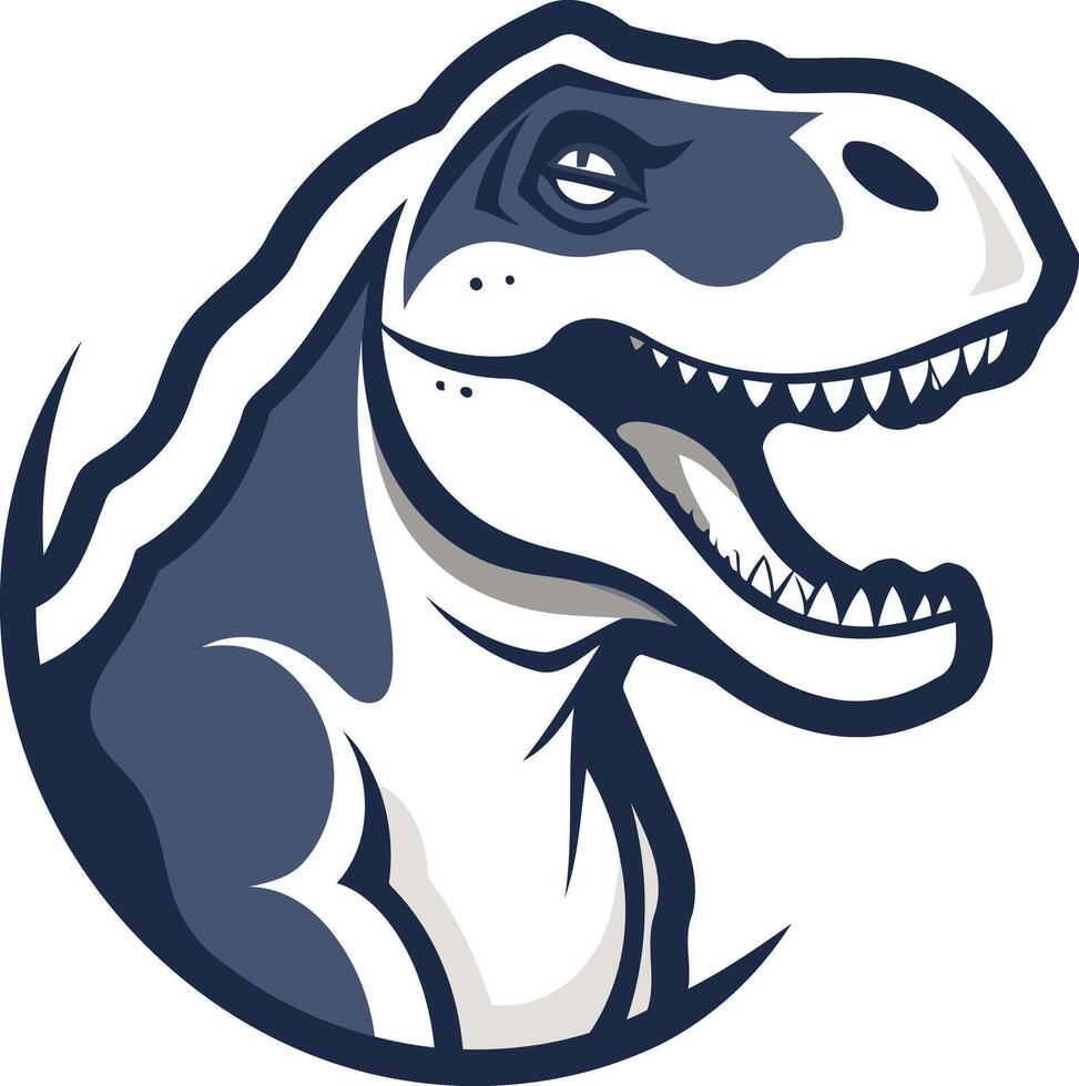 A Roaring Tyrannosaurus Rex in Navy and White vector