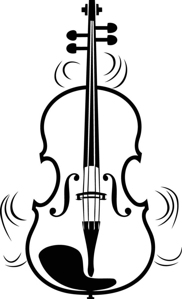 Simple black and white illustration of a violin, perfect for music-related projects, logos, or decorative designs vector