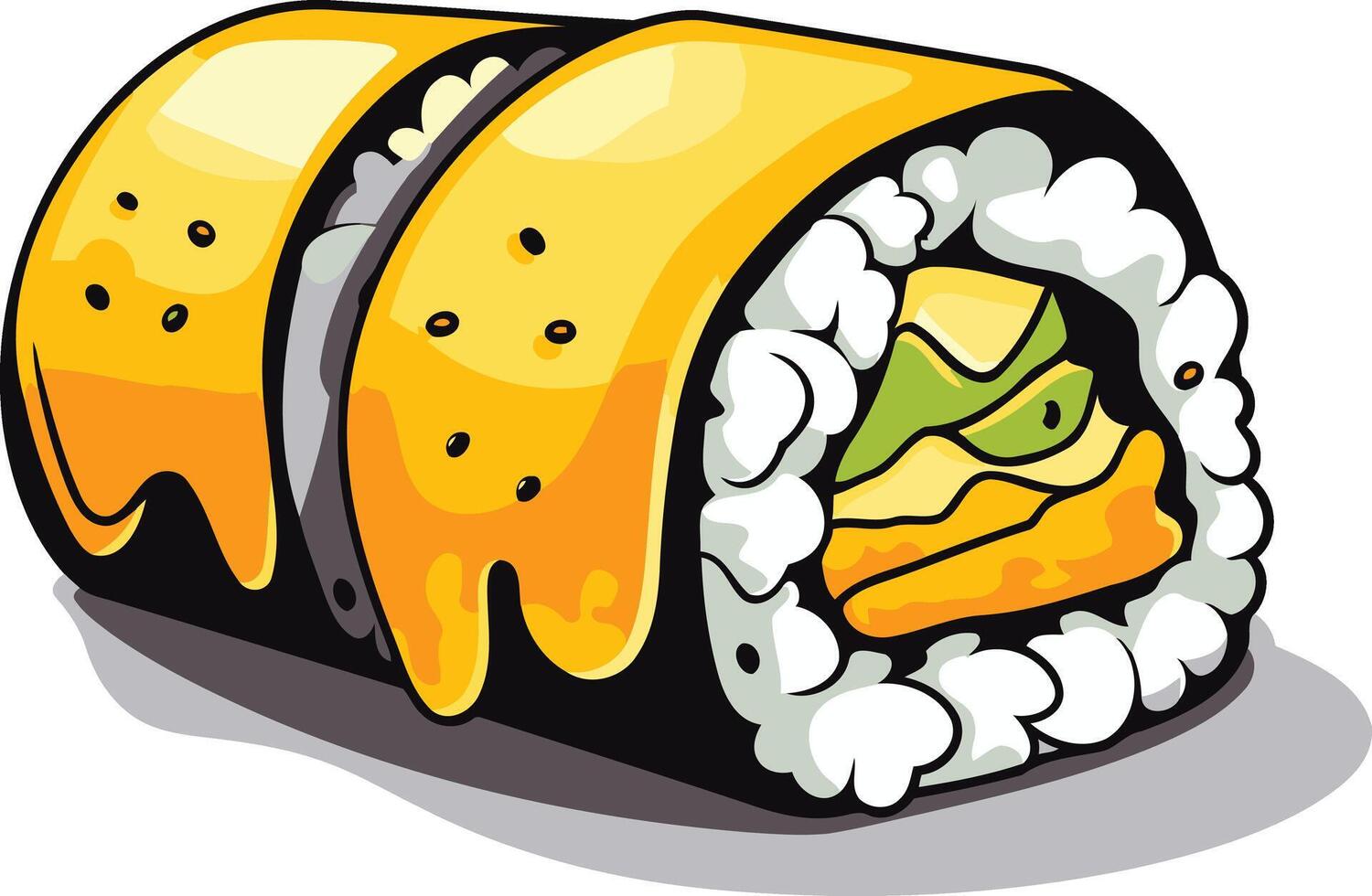 Sushi Roll with Yellow Sauce vector