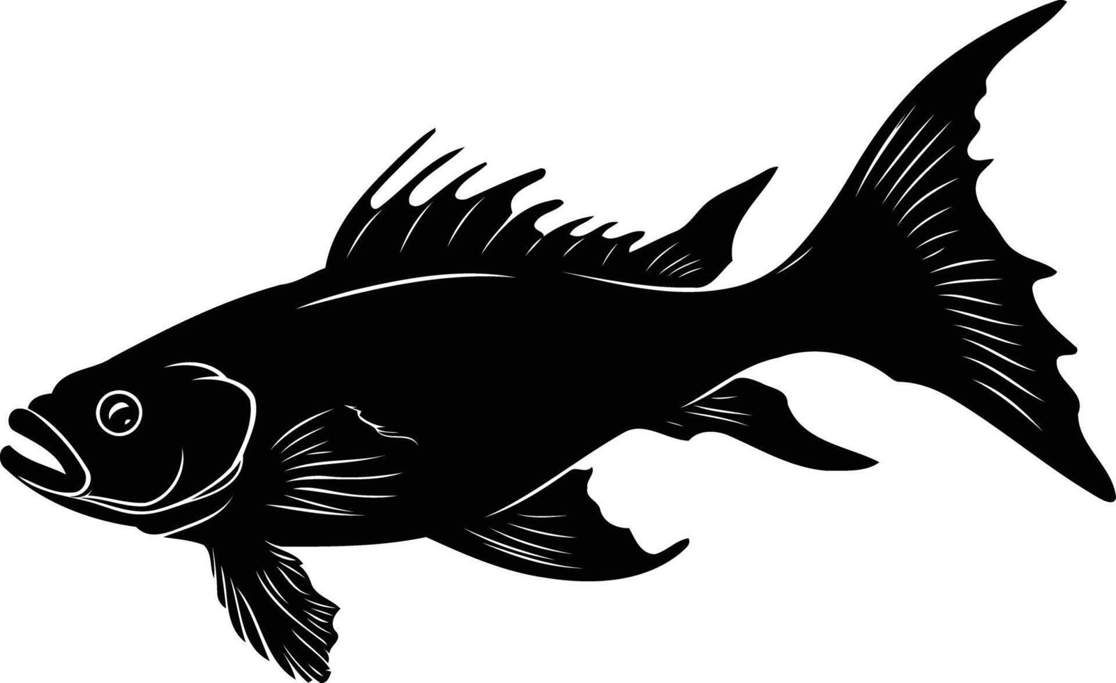 A striking silhouette of a fish, perfect for branding, logos, or marine-themed designs vector