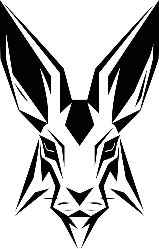 Geometric rabbit head design in black and white, perfect for tattoo inspiration, branding, or graphic design projects vector