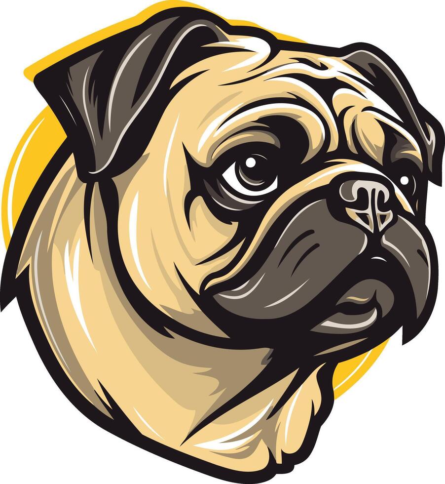 Close-Up Portrait of a Pug vector