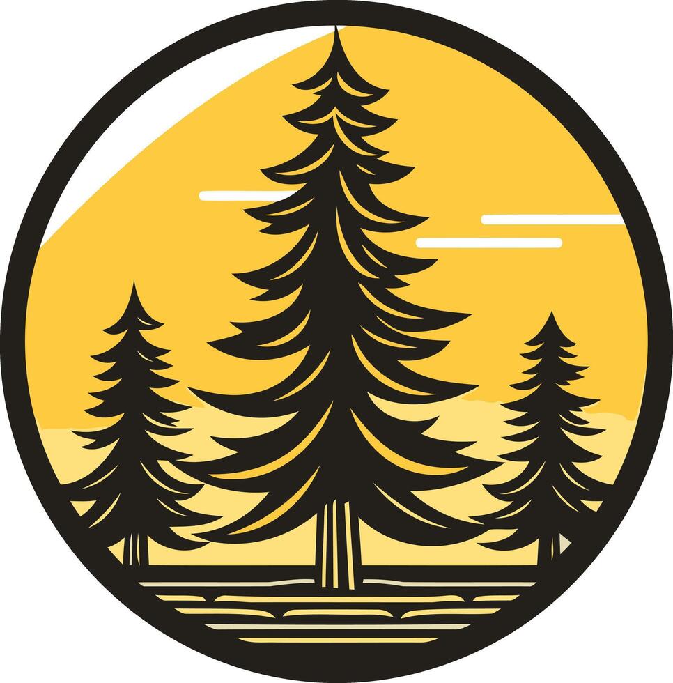 Three Pine Trees in a Circular Logo vector