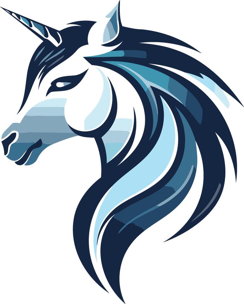 Abstract Blue Unicorn Illustration vector