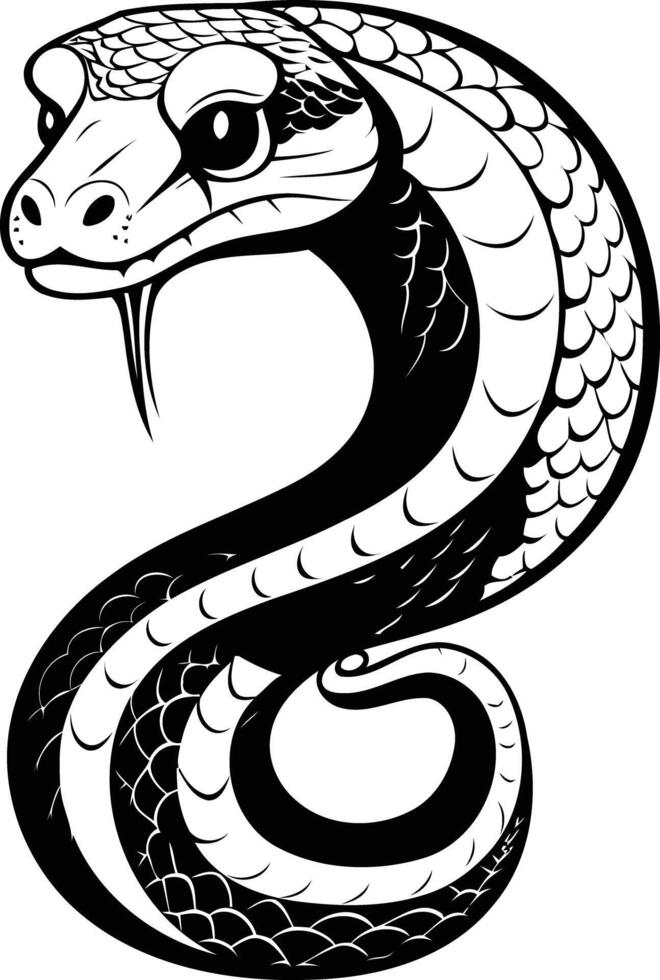 Black and white illustration of a coiled snake, perfect for tattoo design, posters, or t-shirts vector