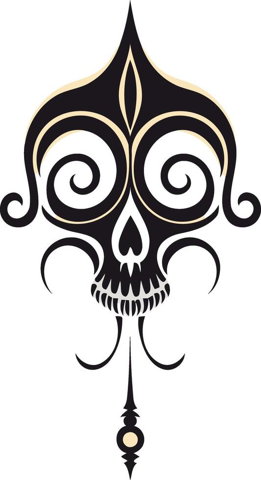 Abstract Skull Design with Swirls and Ornamental Details vector