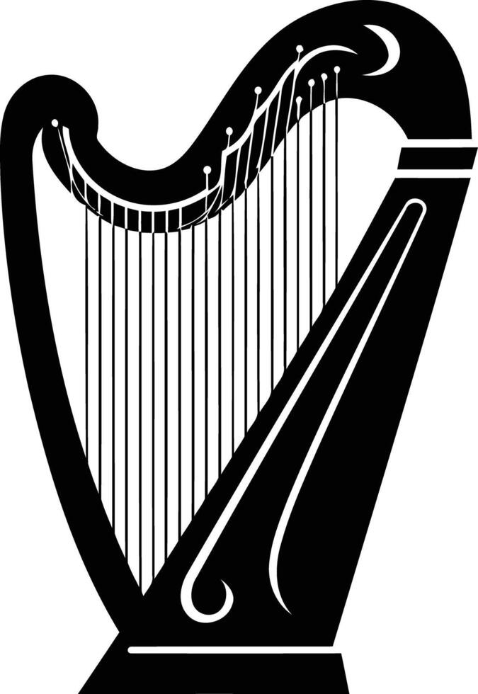 A simple yet elegant silhouette of a harp, perfect for design projects related to music, culture, and art vector