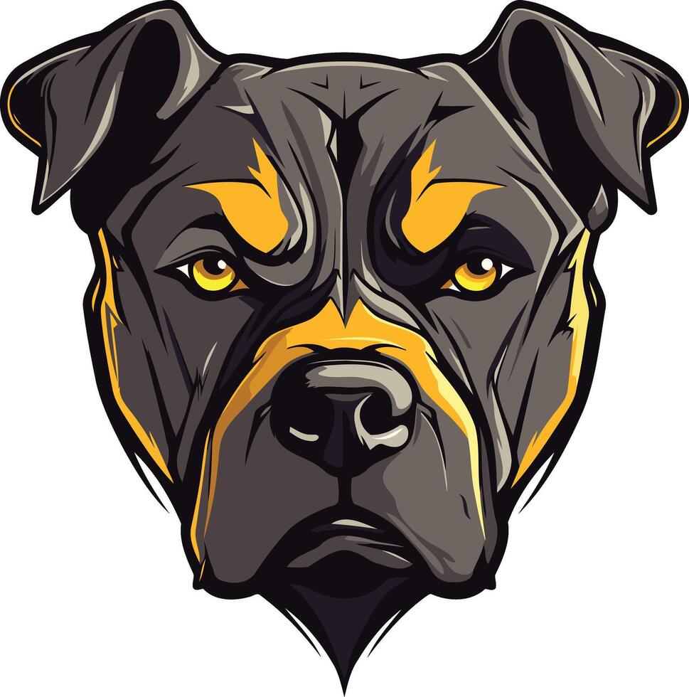 Close-Up Portrait of a Fierce Pit Bull vector