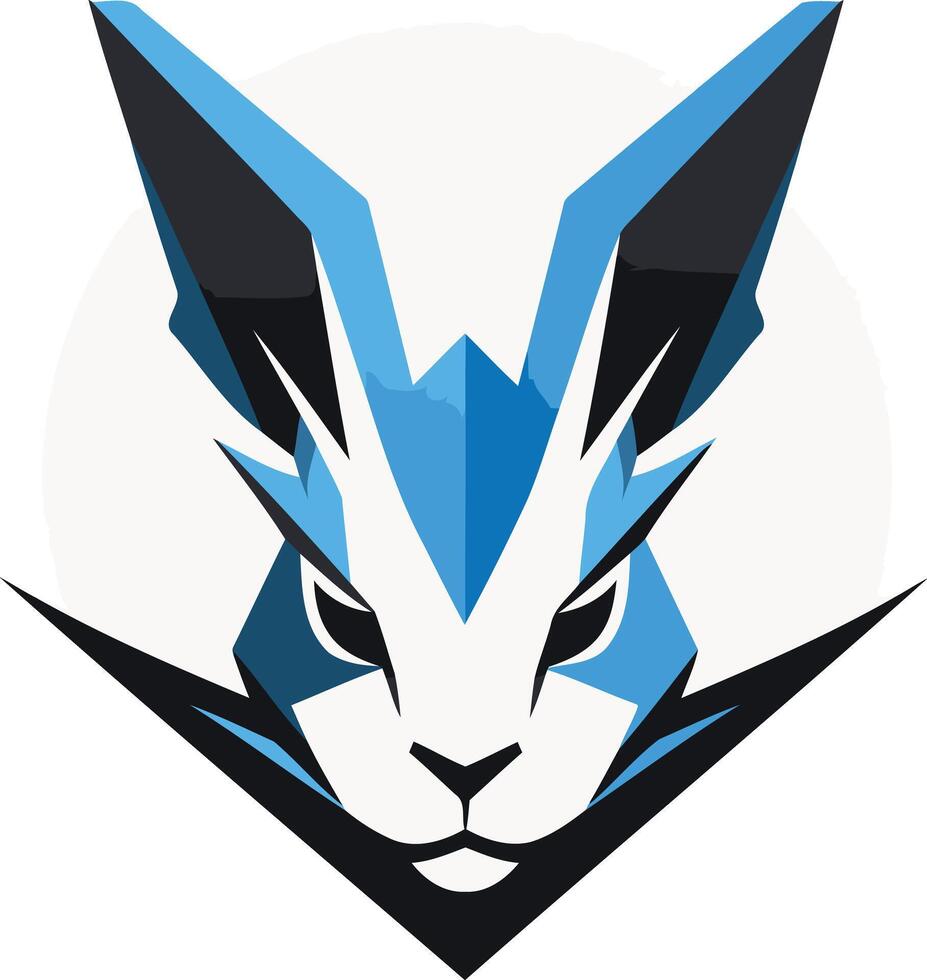Stylized Rabbit Logo with Blue and Black Accents vector