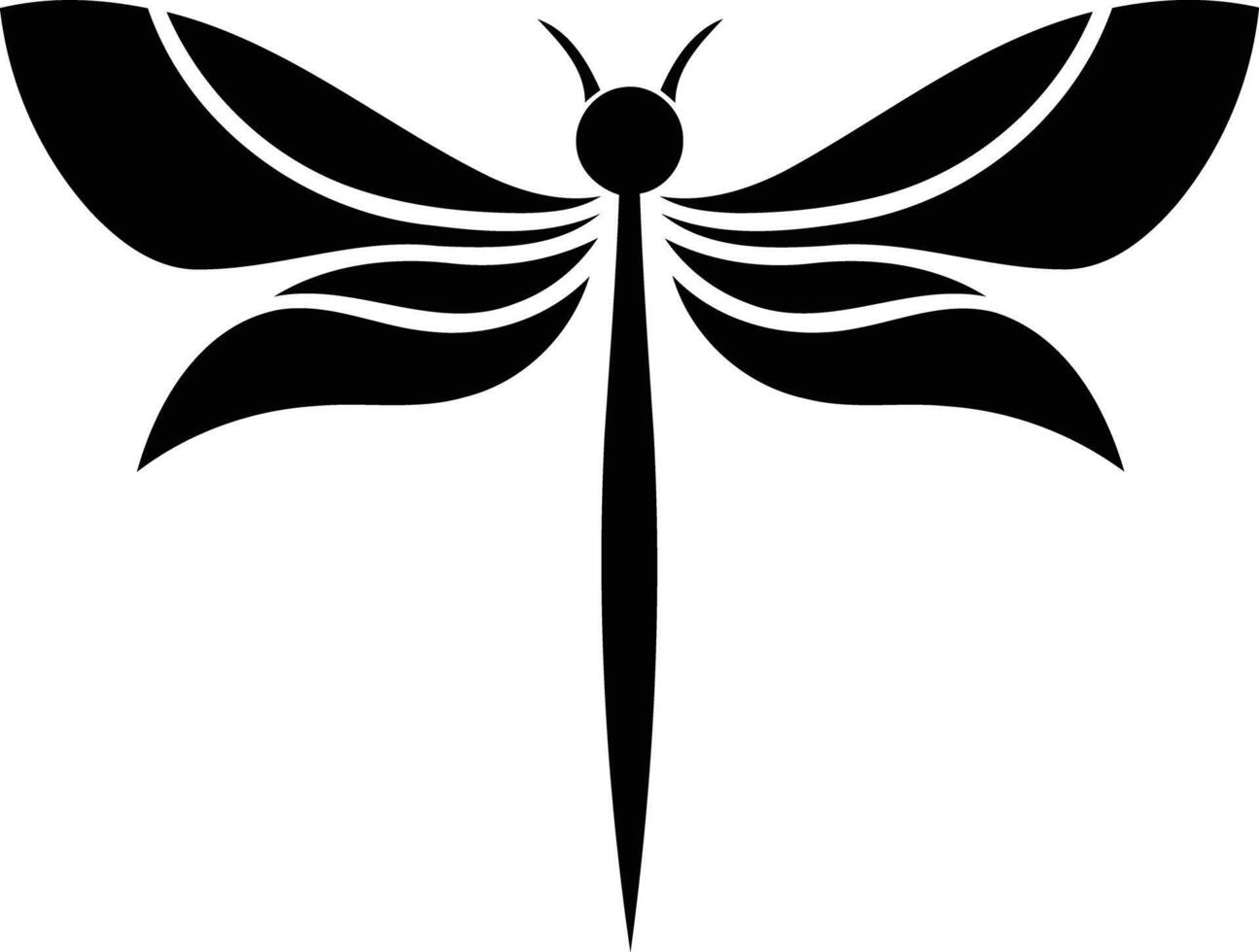 Simple, elegant black and white dragonfly silhouette, perfect for logos, branding, or decorative elements vector