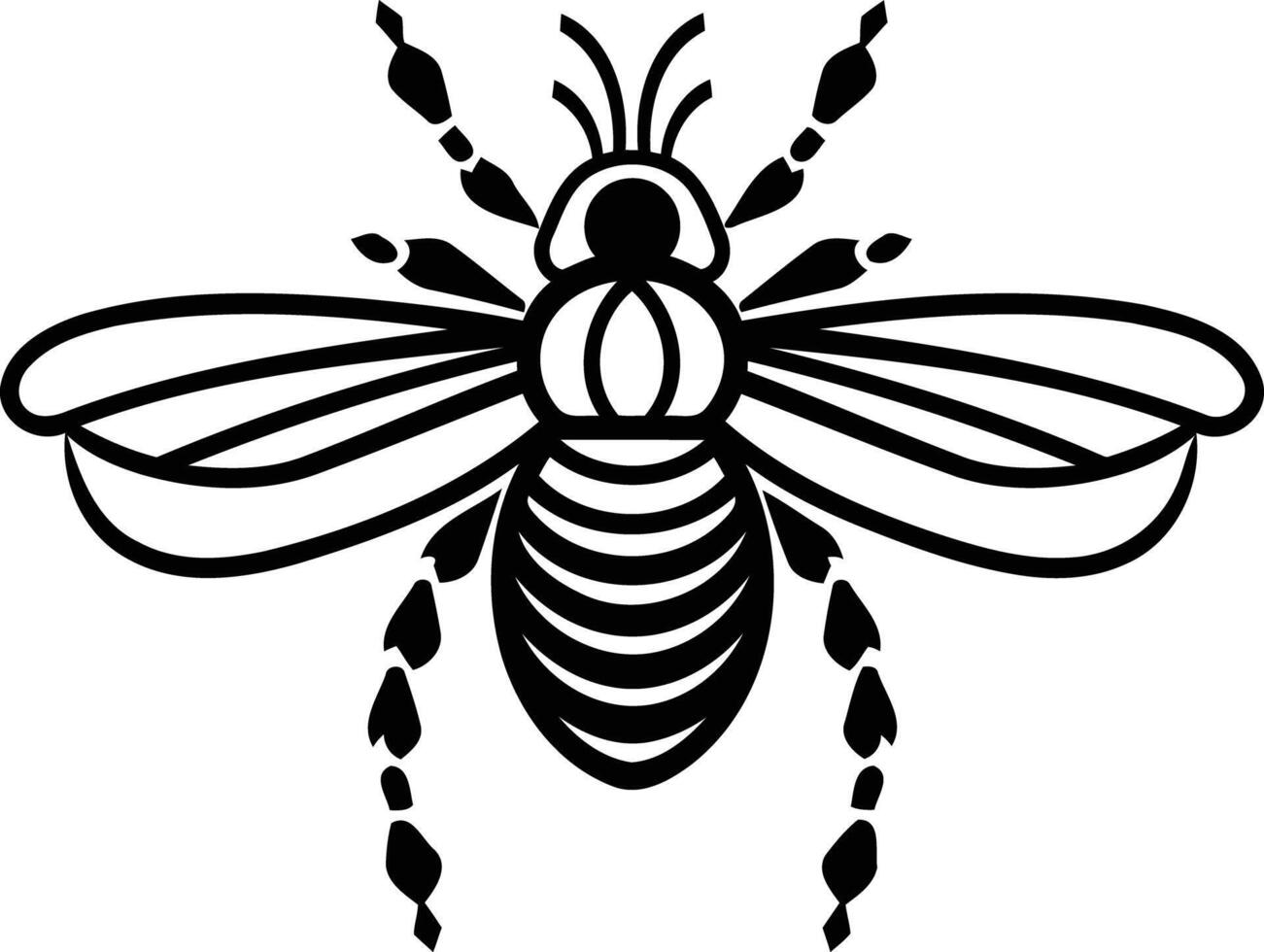 Simple line art illustration of a bee, perfect for tattoos, branding, and design projects vector
