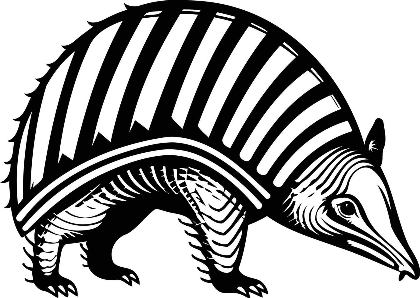A striking black and white illustration of an armadillo, perfect for adding a touch of nature and whimsy to your designs vector