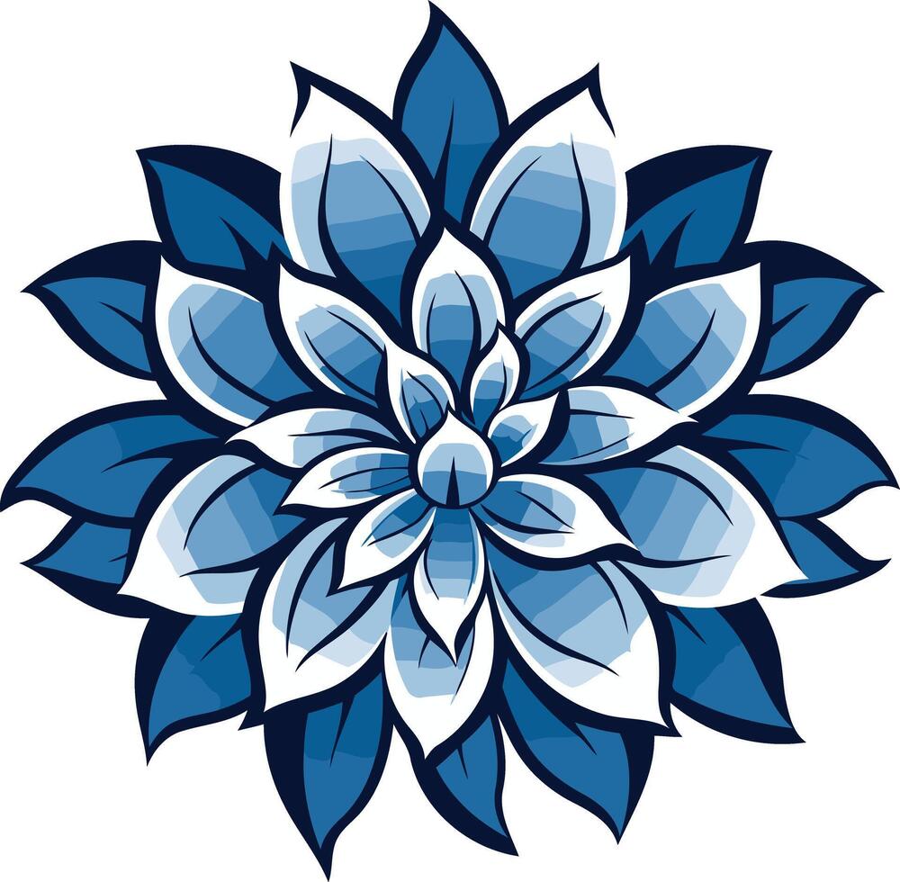 Blue Watercolor Flower Illustration vector