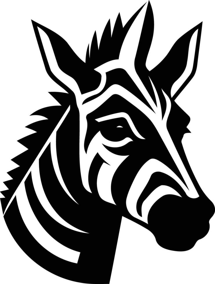 Bold black and white zebra head illustration, ideal for logos, branding, and graphic design projects vector