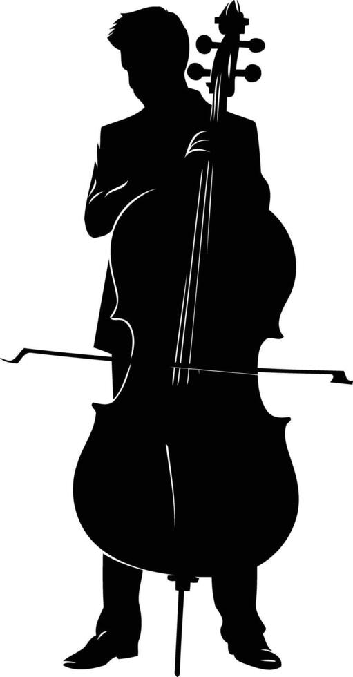 A simple yet striking silhouette of a cellist, perfect for classical music programs, concerts, or educational materials vector