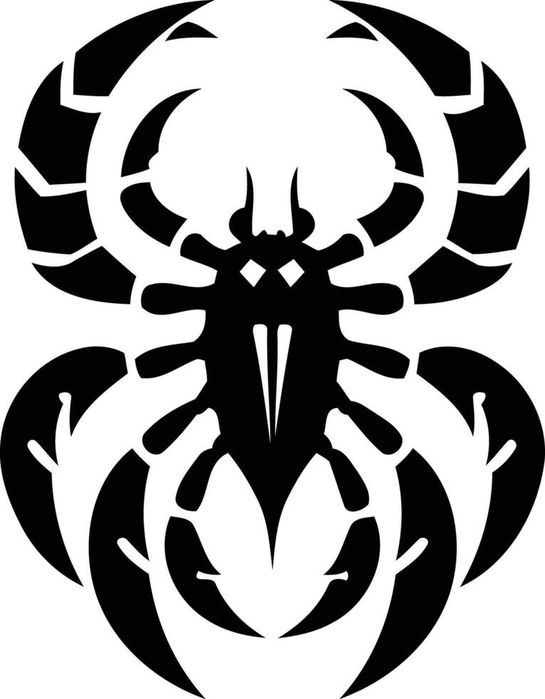 A bold, black and white scorpion silhouette design, perfect for branding, tattoos, or graphic design projects vector