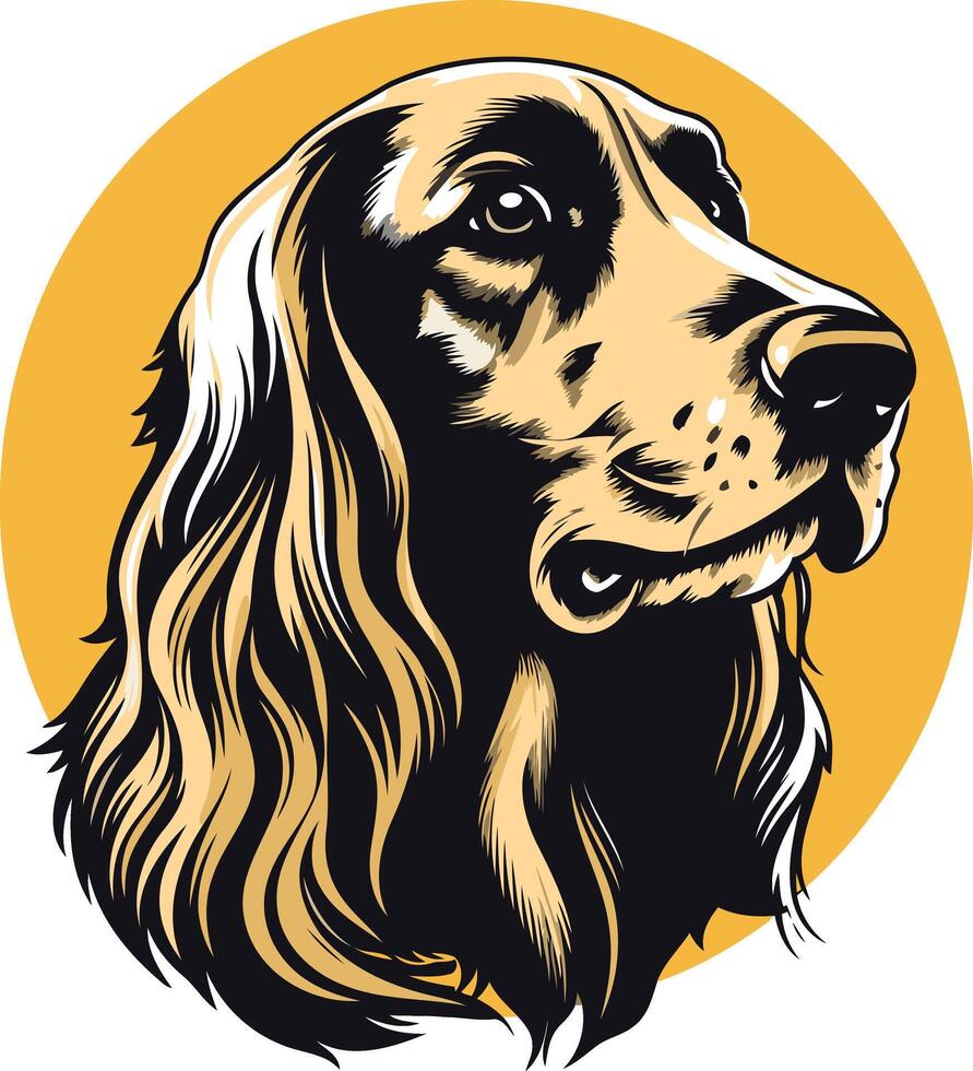 Golden Retriever Portrait with a Yellow Background vector