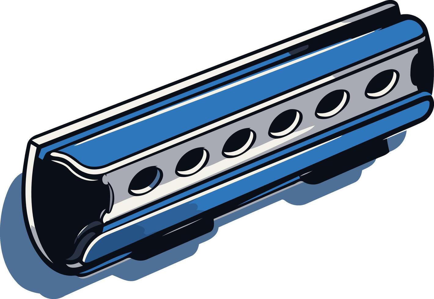 Blue and Silver Cylindrical Object with Holes vector