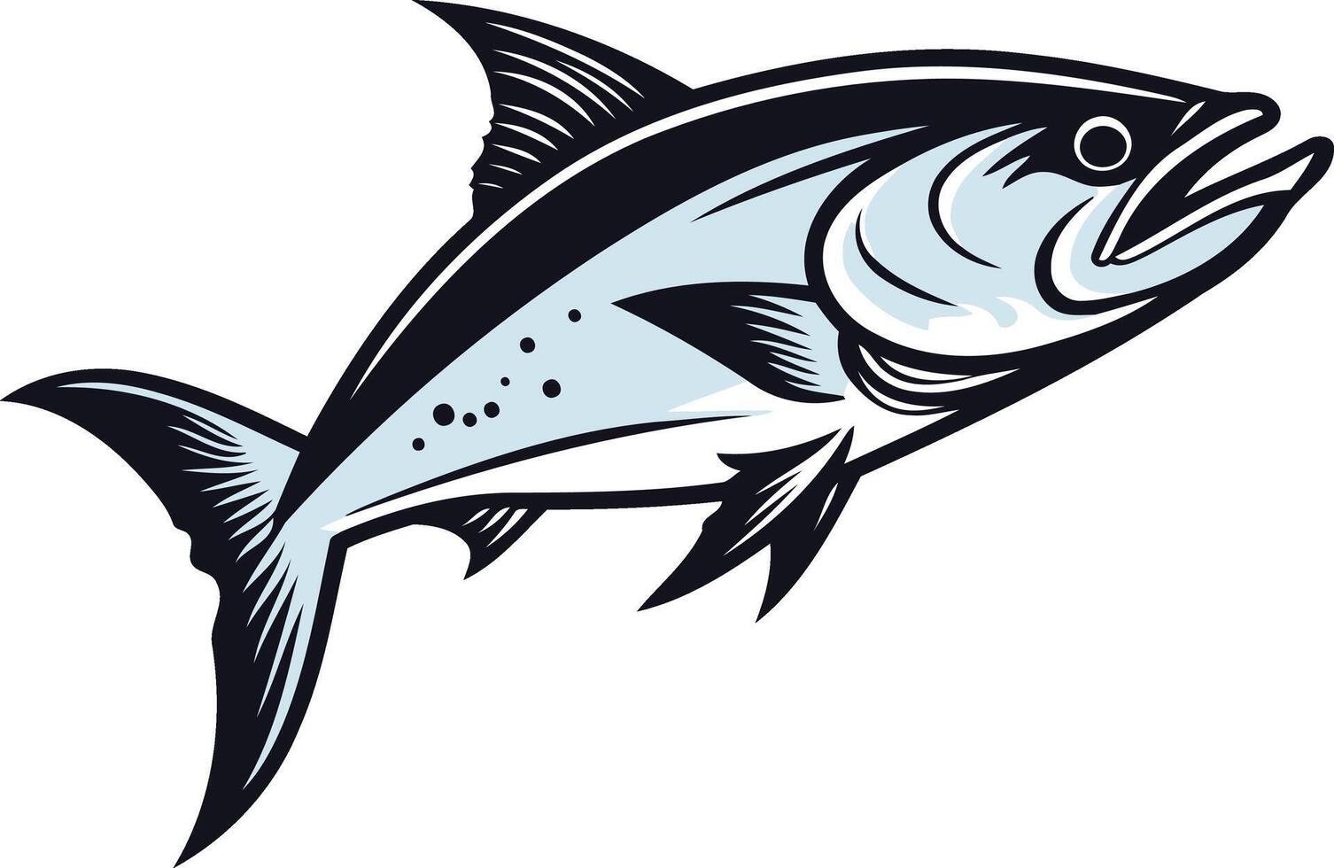 Black and White Illustration of a Jumping Fish vector