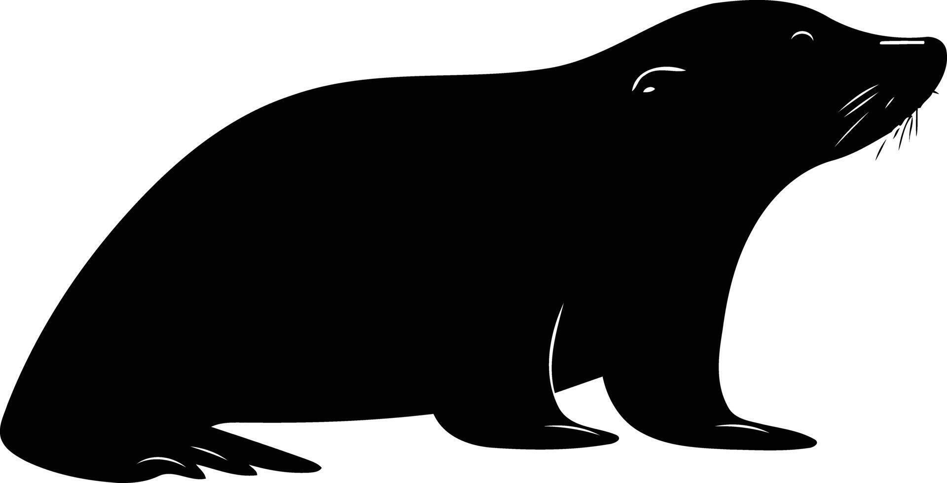 Simple black silhouette of a seal, perfect for designs, icons, and illustrations related to marine life, wildlife, or the ocean vector