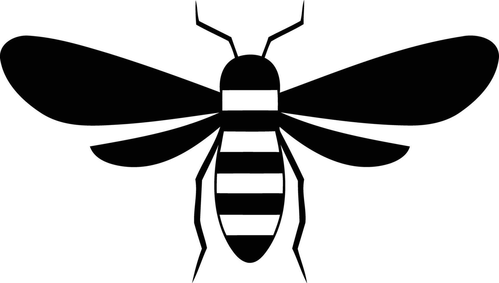Simple black and white bee silhouette, ideal for branding, logos, or design elements vector