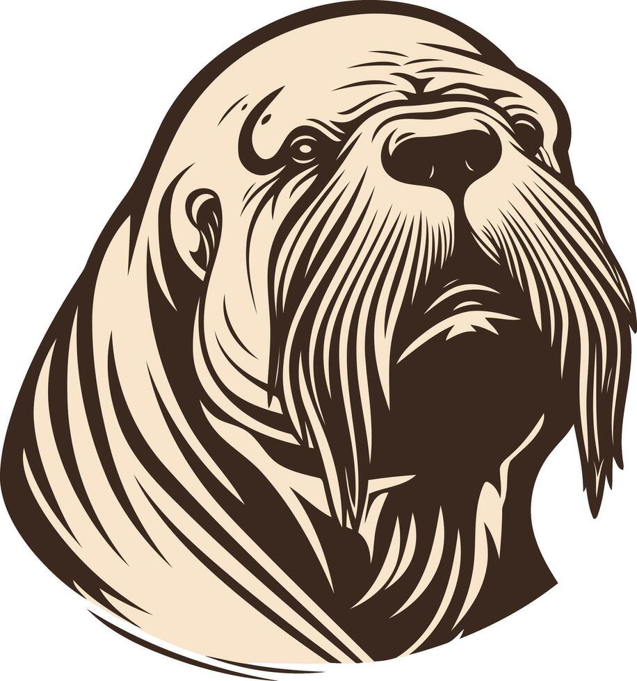 Portrait of a Walrus with a Serious Expression vector