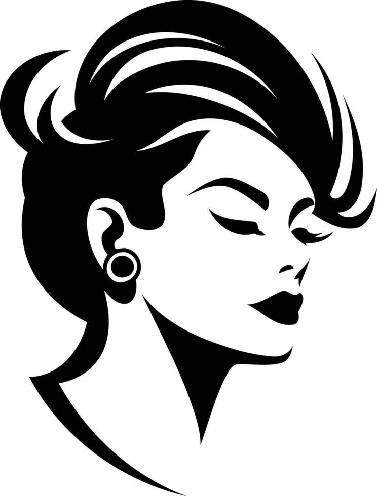 Stylish black and white silhouette of a woman's face with closed eyes, perfect for fashion, beauty, and elegance concepts vector