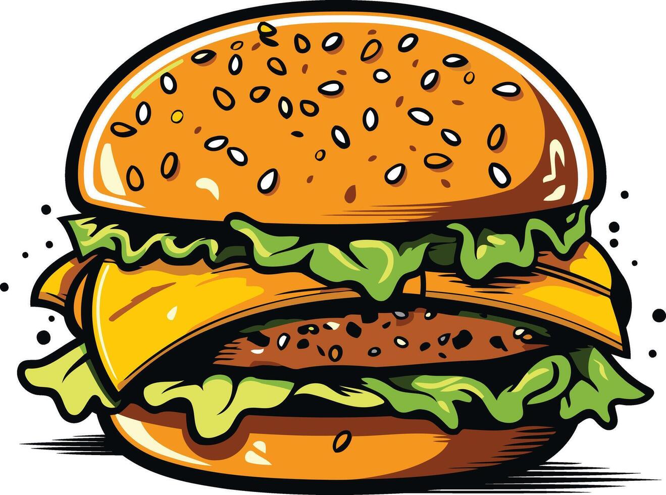 Juicy Cheeseburger with Sesame Seed Bun vector