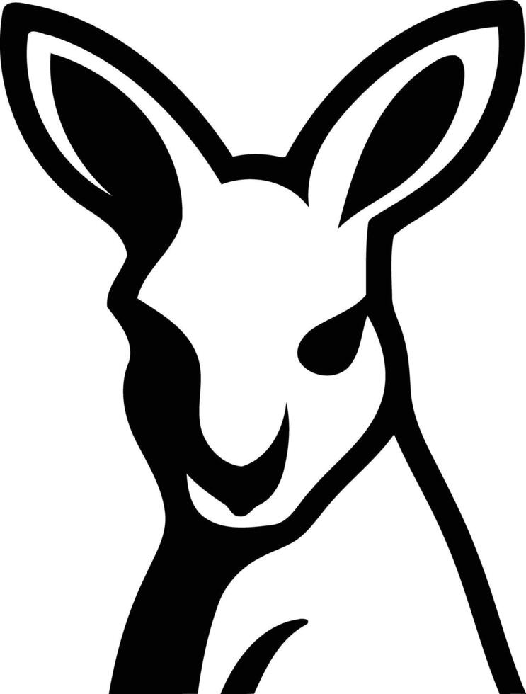 Bold black and white illustration of a kangaroo's head, perfect for branding, logos, and designs focused on australia and wildlife vector