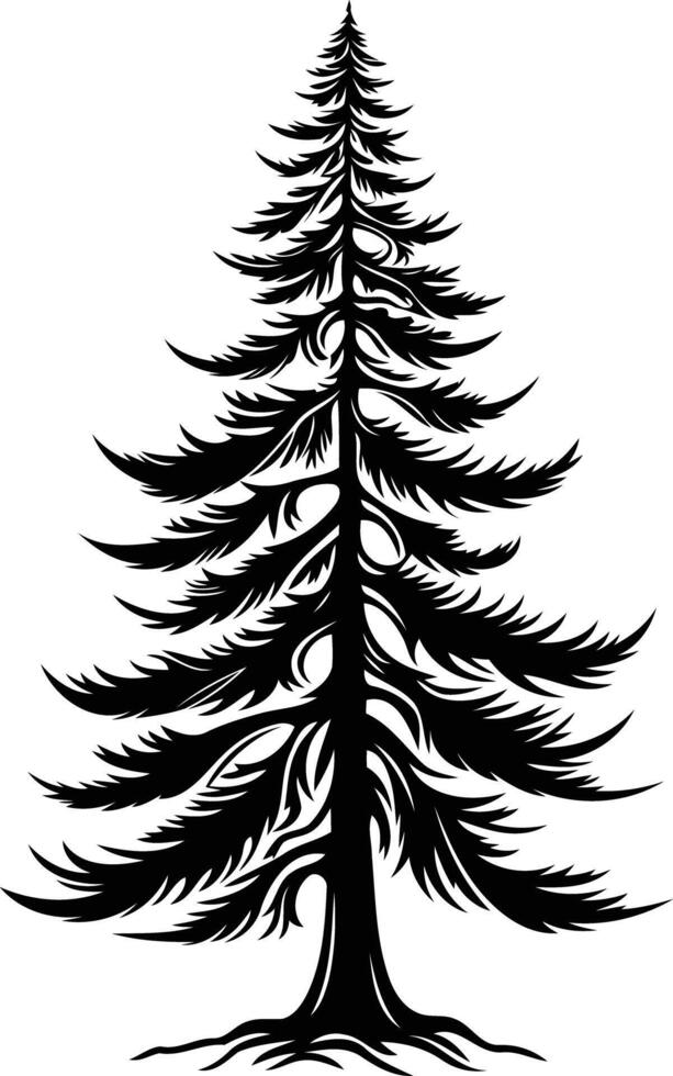 A simple yet elegant silhouette of a pine tree, perfect for nature-inspired designs vector