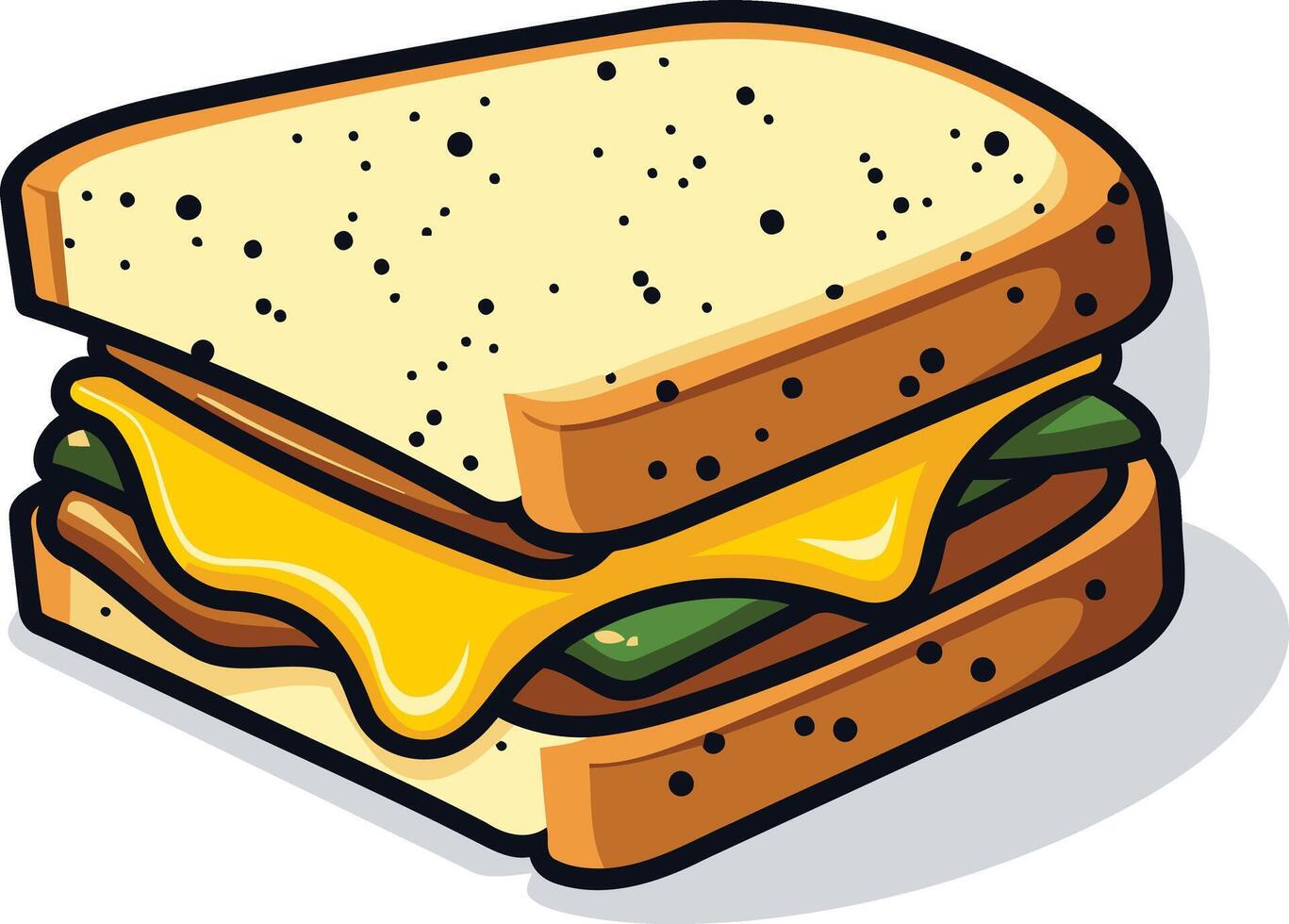 Cartoon Illustration of a Delicious Grilled Cheese Sandwich vector