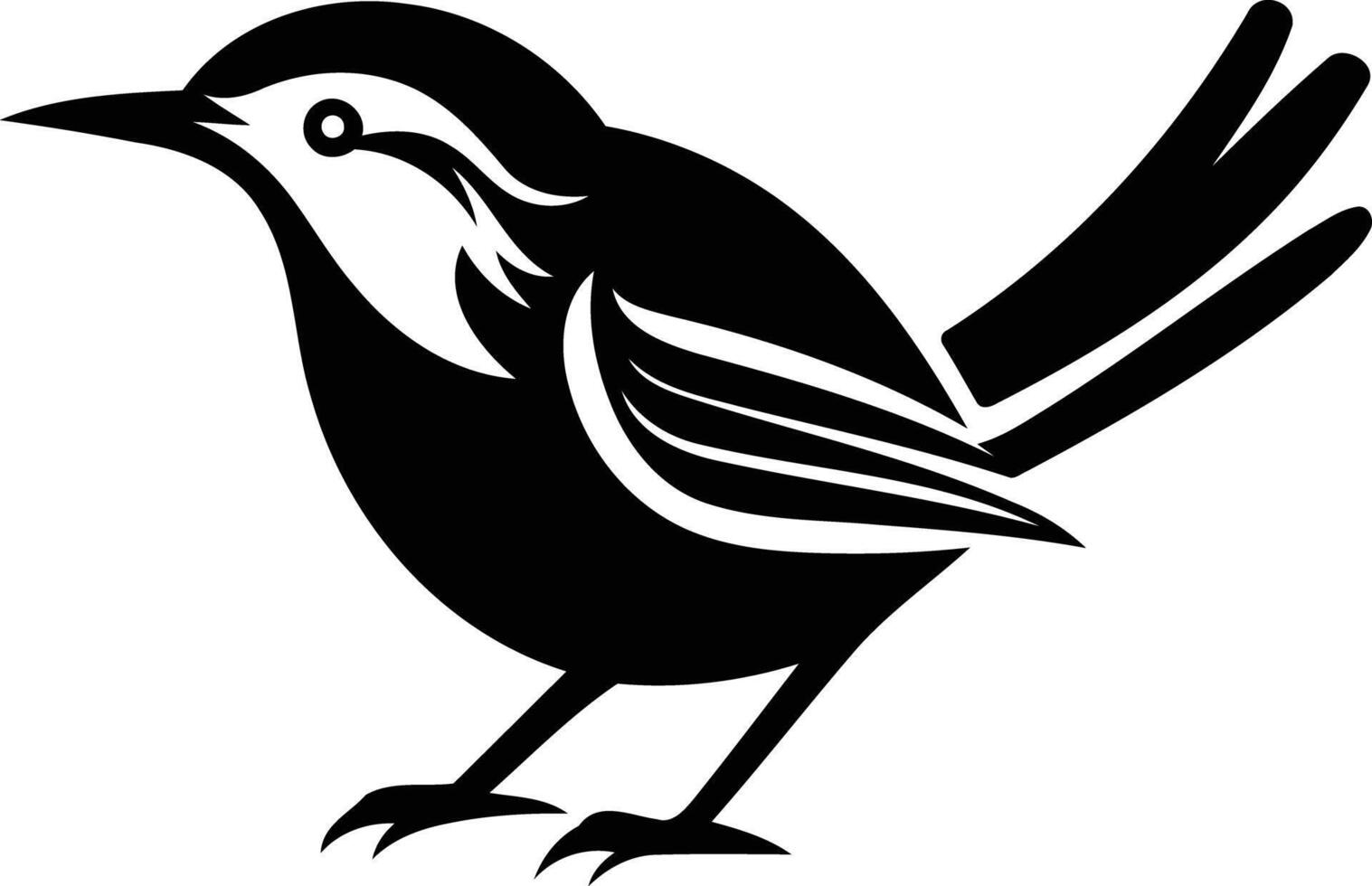 A simple, elegant black and white illustration of a bird, perfect for logos, branding, or nature-themed designs vector