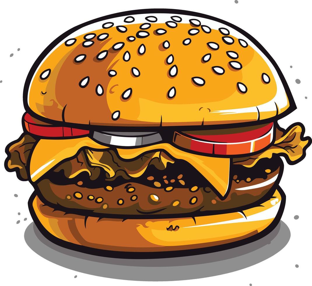 Cartoon Illustration of a Juicy Burger vector