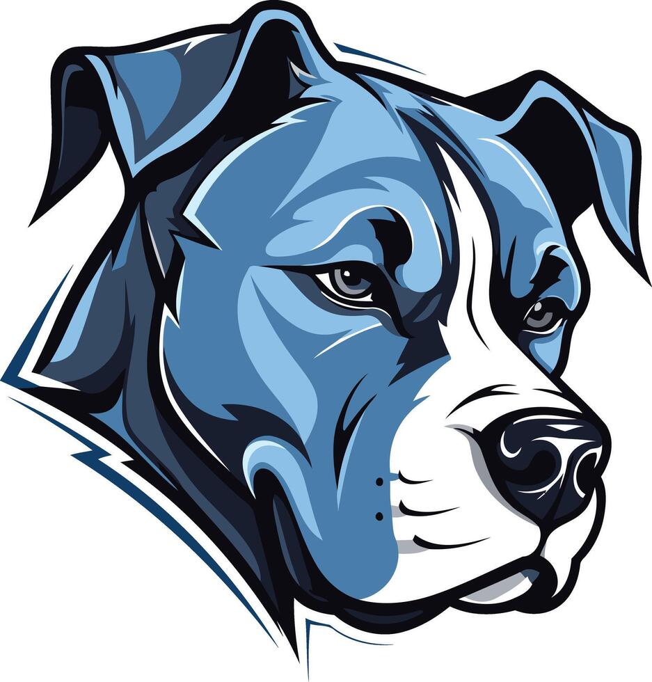 Blue Pitbull Dog Head Illustration vector