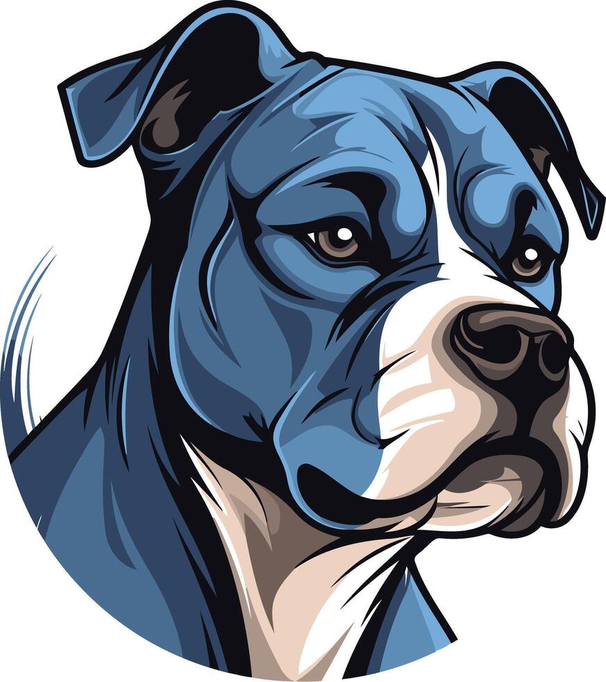 Blue and White Pit Bull Portrait vector